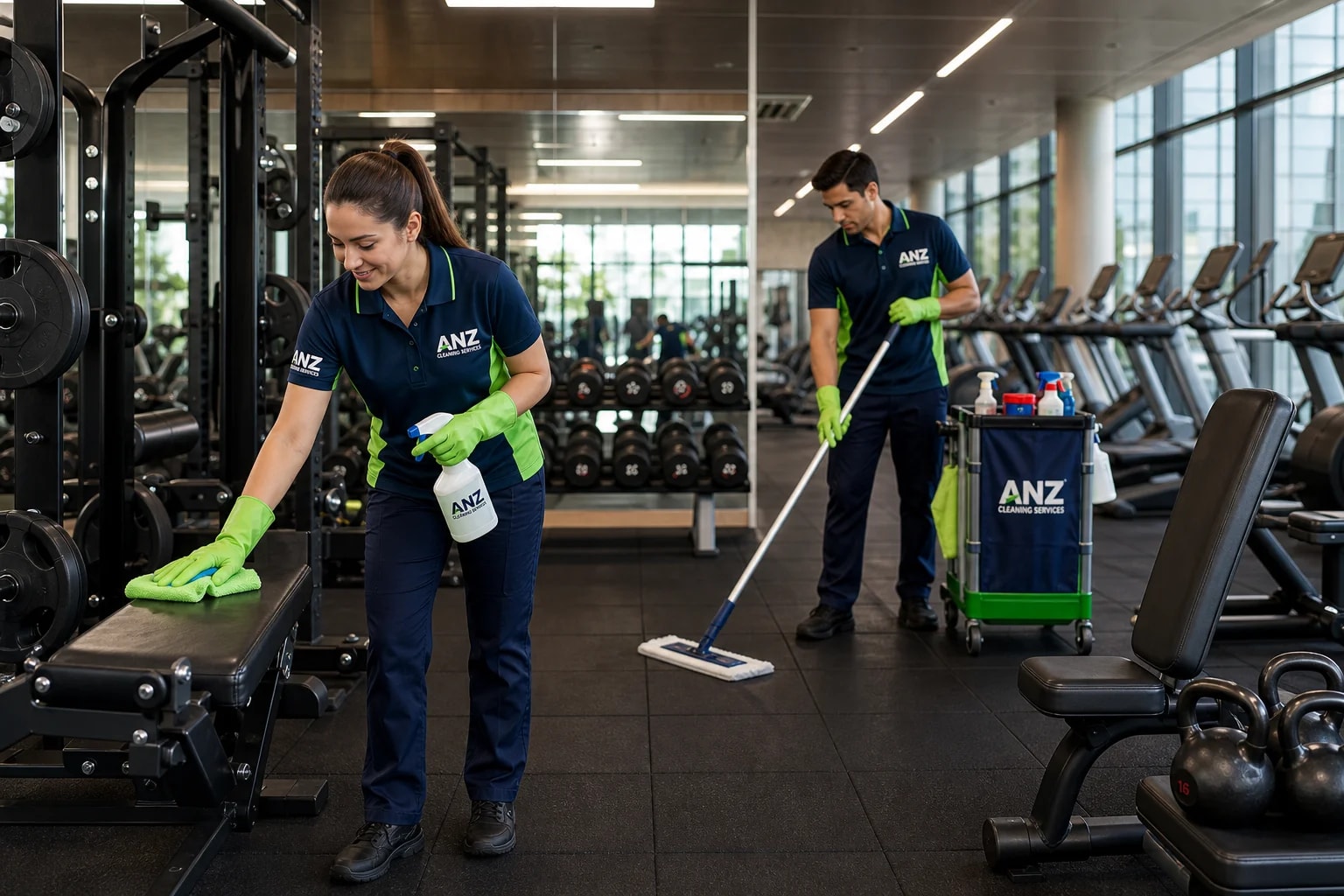 Gym Cleaning — Sydney Commercial Cleaning — Sydney CBD after-hours commercial cleaning team