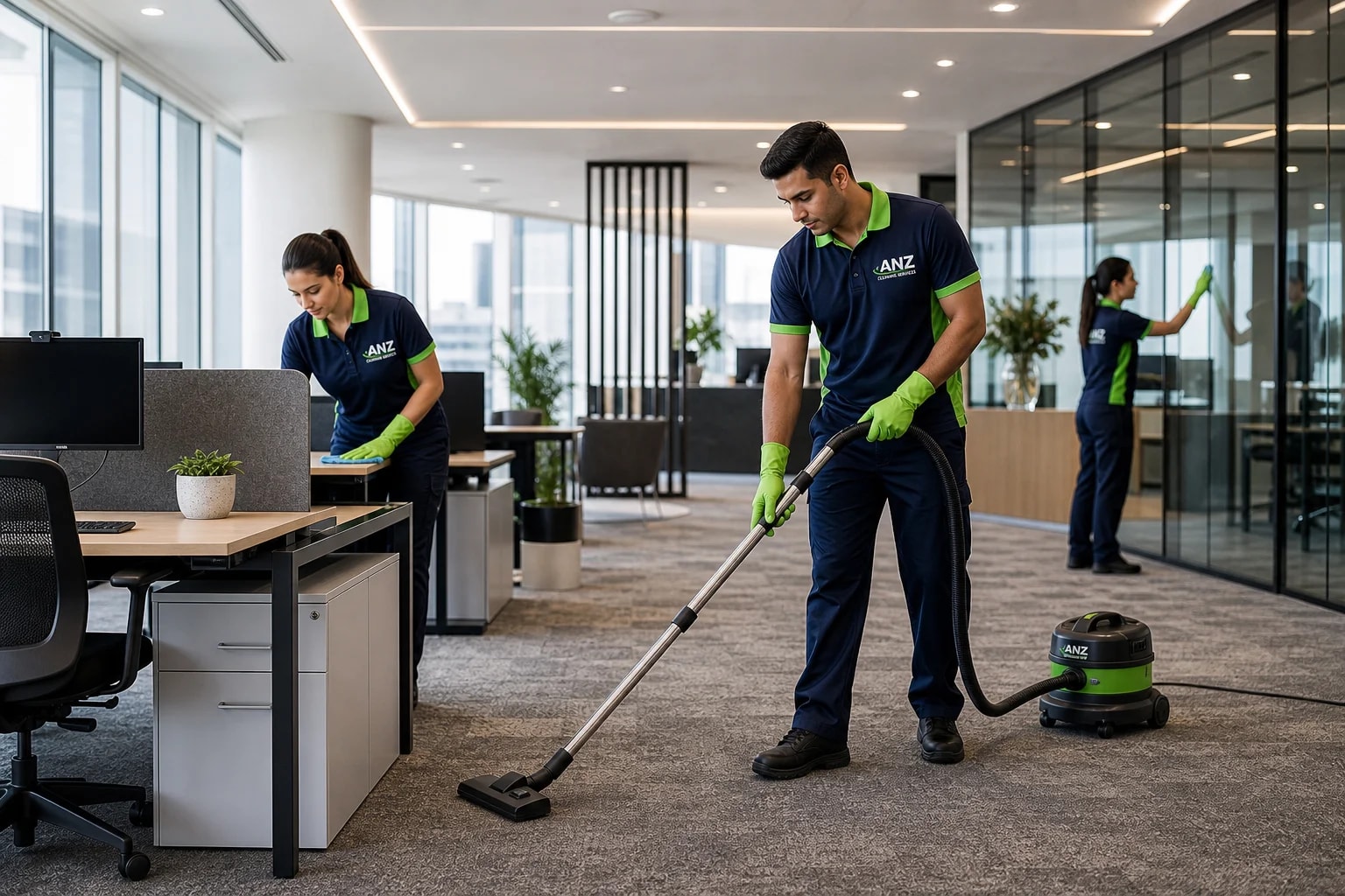 Office Cleaning — Sydney Commercial Cleaning — Sydney CBD after-hours commercial cleaning team