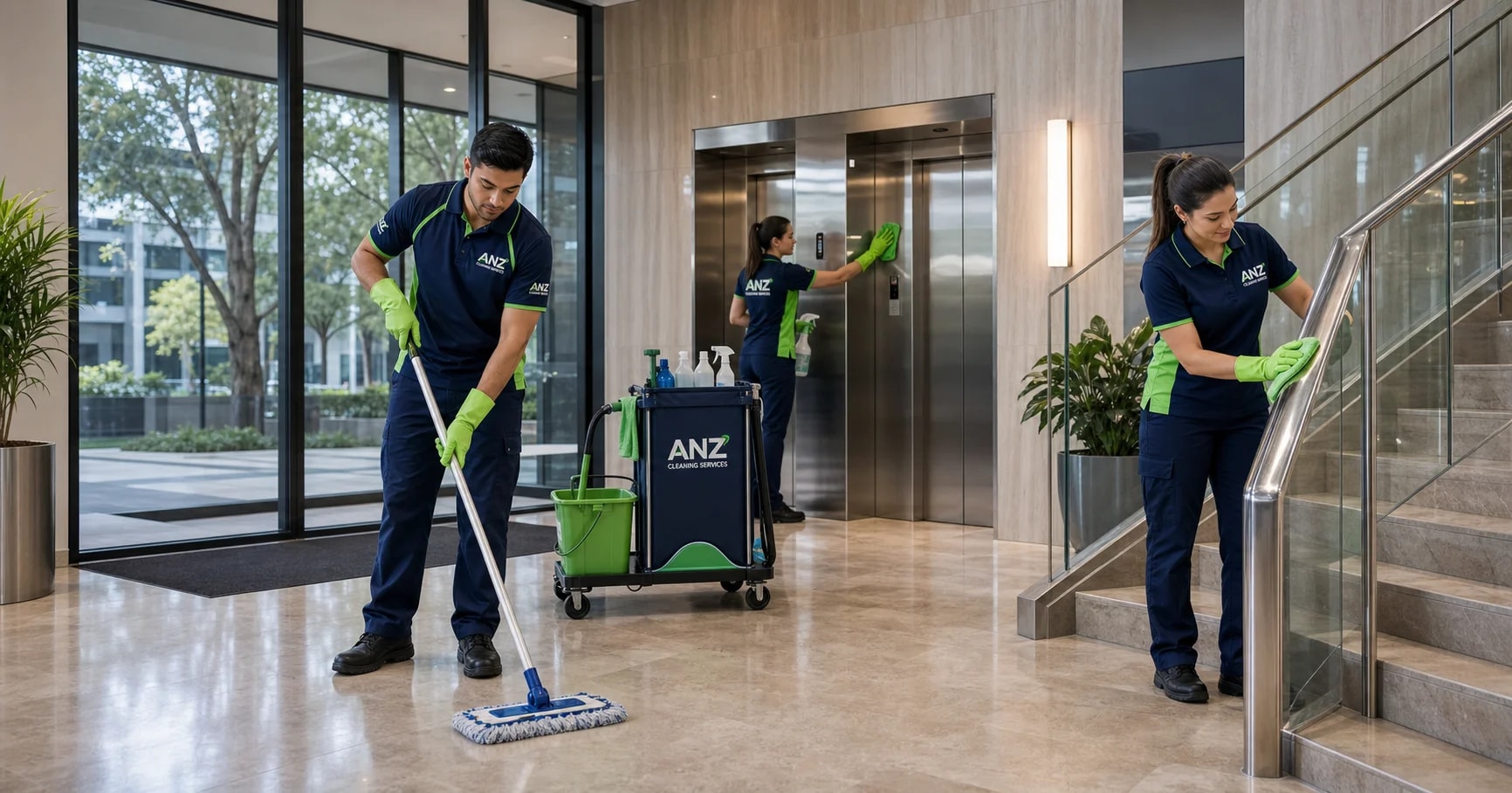 Strata Cleaning — Sydney Commercial Cleaning — Sydney CBD after-hours commercial cleaning team